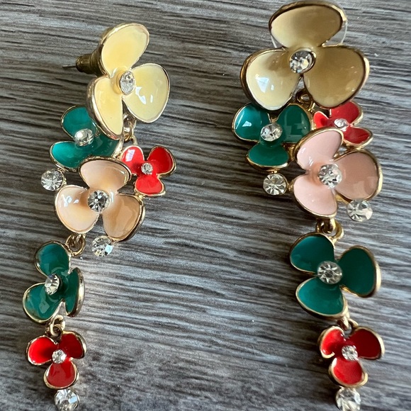 Floral Multicolor Drop Earrings - Picture 11 of 11